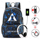 Arknights Backpack Anti-Theft Student Rucksack USB Charging Laptop Bag