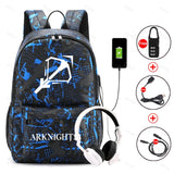 Arknights Backpack Anti-Theft Student Bookbag Rucksack USB Charging