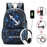Arknights Backpack Anti-Theft Student Rucksack USB Charging Laptop Bag