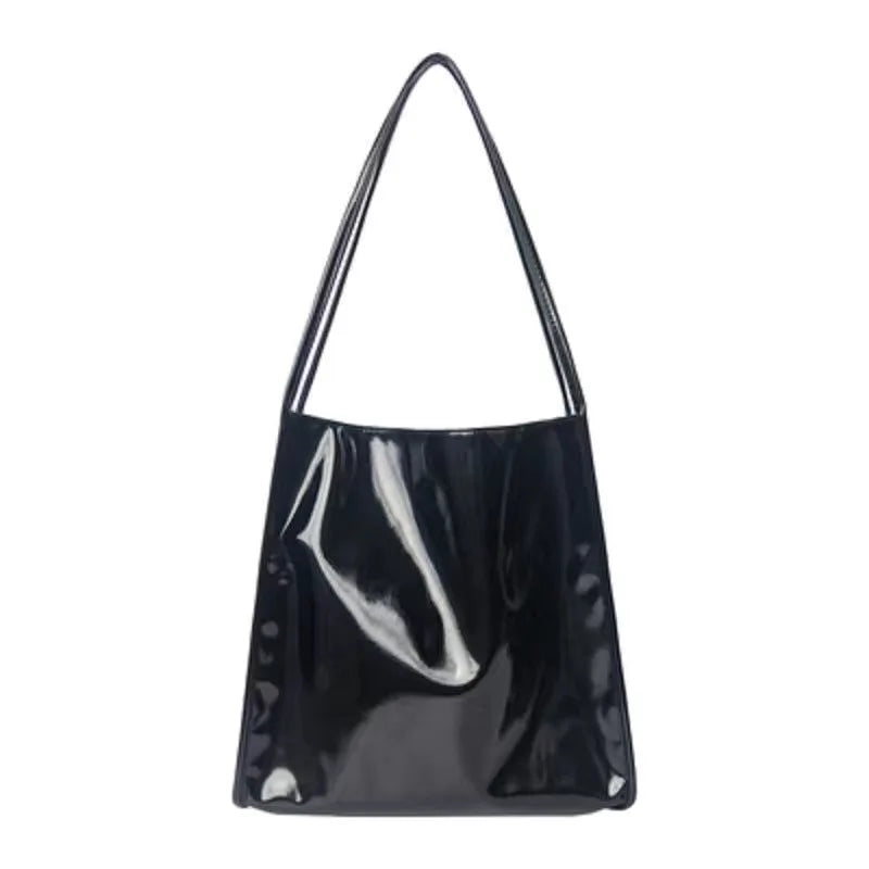 Patent Leather Shoulder Bag Large Capacity Tote Top Handle Purse
