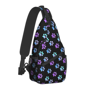 Purple Galaxy Dog Paw Sling Chest Bag for Men