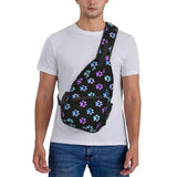Purple Galaxy Dog Paw Sling Chest Bag for Men
