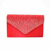 Silver Red Orange Women Clutch Bag with Rhinestone for Wedding Party Evening