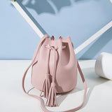 Vintage Small Women Bucket Bags Female Tassel Shoulder Bags