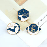 Elk Series Lapel Pins Animal Deer Starry Sky Brooch Enamel Badges