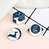 Elk Series Lapel Pins Animal Deer Starry Sky Brooch Enamel Badges
