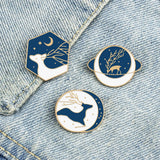 Elk Series Lapel Pins Animal Deer Starry Sky Brooch Enamel Badges