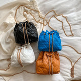 Small Clutch Bag Chain Drawstring Bucket Bags for Women Padded Pattern Female