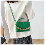 Green Leather Shoulder Bag Crossbody Purse