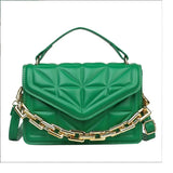 Green Leather Shoulder Bag Crossbody Purse
