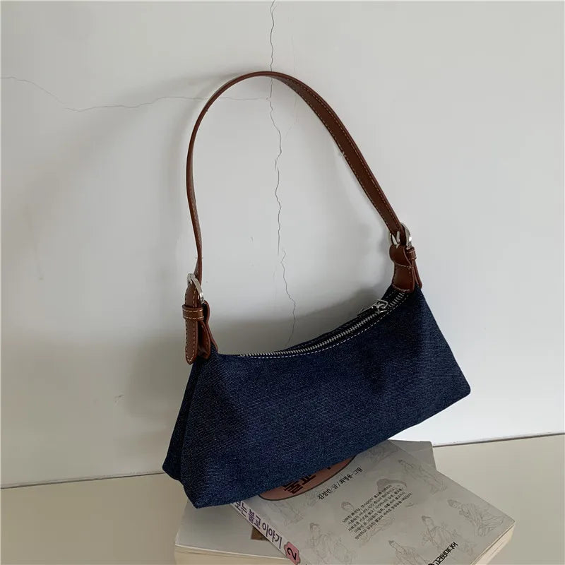 Canvas Retro Women Underarm Dumpling Bag Soft One-shoulder Messenger