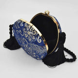 Flannelette Clutch Bag Embroidery Sequins Round Evening Bag Tassels Handbag Brai