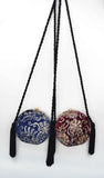 Flannelette Clutch Bag Embroidery Sequins Round Evening Bag Tassels Handbag Brai