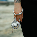 Bluetooth Headset Anti-lost Wrist Key Ring PU leather Mirror bracelet