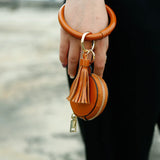 Bluetooth Headset Anti-lost Wrist Key Ring PU leather Mirror bracelet
