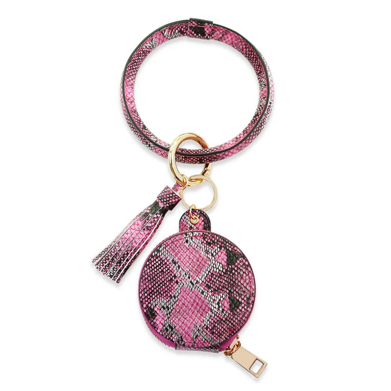 Bluetooth Headset Anti-lost Wrist Key Ring PU leather Mirror bracelet