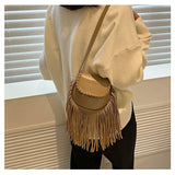 Bohemia PU Leather Tassels Crossbody Bags Women Saddle Shoulder Bag