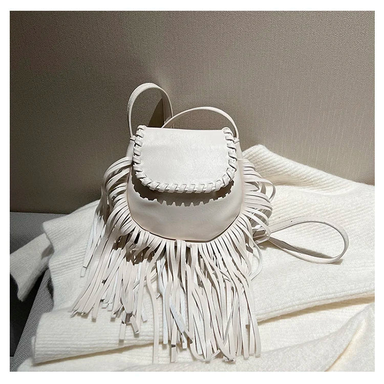 Bohemia PU Leather Tassels Crossbody Bags Women Saddle Shoulder Bag