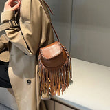 Bohemia PU Leather Tassels Crossbody Bags Women Saddle Shoulder Bag