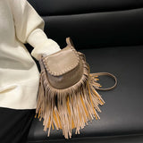 Bohemia PU Leather Tassels Crossbody Bags Women Saddle Shoulder Bag