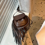 Bohemia PU Leather Tassels Crossbody Bags Women Saddle Shoulder Bag