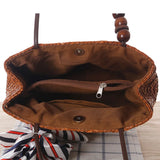 Bohemia Straw Shoulder Bag Large Capcity Woven Bucket Beach Travel Handbag