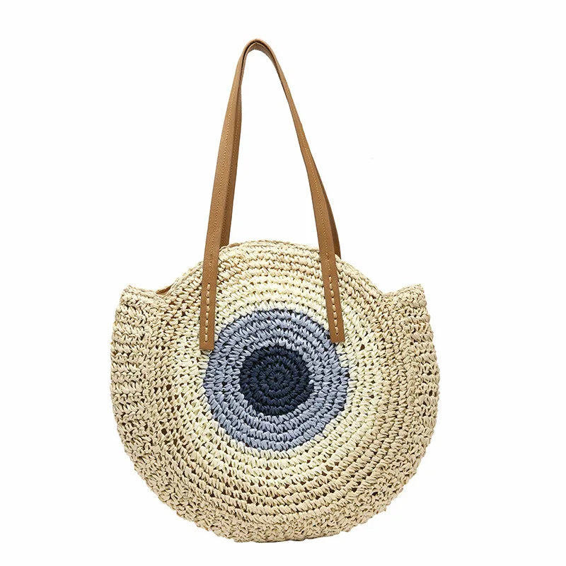 Bohemia Women Round Handbag Straw Shoulder Bag