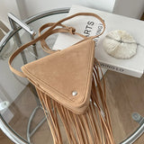 Boho Fringed PU Leather Crossbody Bag Vintage Tassel Shoulder Messenger