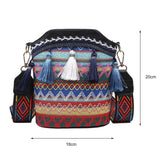 Bohemian Braid Bucket Crossbody Bag with Tassel Fringed Tote Purse
