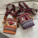 Bohemian Braid Bucket Crossbody Bag with Tassel Fringed Tote Purse