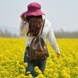 Bohemian Drawstring Backpacks Bag Women Woven Casual Beach Travel Bags