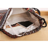 Bohemian Drawstring Backpacks Bag Women Woven Casual Beach Travel Bags