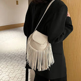Vintage PU Leather Women Shoulder Bags Fringe Tassel Handbags