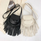 Vintage PU Leather Women Shoulder Bags Fringe Tassel Handbags