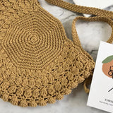 Boho Half Moon Straw Bag Women Shoulder Crossbody Tote Beach Rattan Bag
