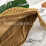 Boho Half Moon Straw Bag Women Shoulder Crossbody Tote Beach Rattan Bag