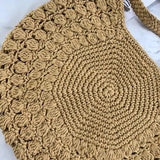 Boho Half Moon Straw Bag Women Shoulder Crossbody Tote Beach Rattan Bag