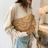 Boho Tassel Rattan Woven Shoulder Bag Beach Straw Crossbody Clutch