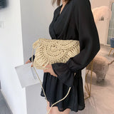 Boho Tassel Rattan Woven Shoulder Bag Beach Straw Crossbody Clutch