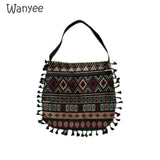 Boho Vintage Messenger Bag Ethnic Style Tassel Shoulder Handbag