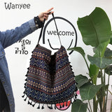 Boho Vintage Messenger Bag Ethnic Style Tassel Shoulder Handbag
