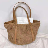 Boho Hand-woven Women's Shoulder Handbag Straw Beach Tote Bag