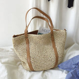 Boho Hand-woven Women's Shoulder Handbag Straw Beach Tote Bag