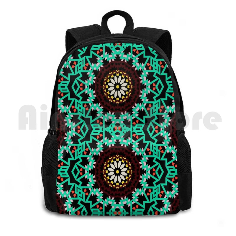 Boho Flower Pattern Outdoor Hiking Backpack