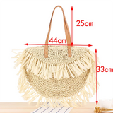 Boho Tassel Straw Bag Rattan Shoulder Large Beach Handbag