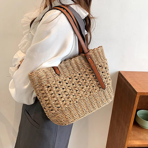 Boho Straw Shoulder Bag Women Beach Handbag Summer Totes