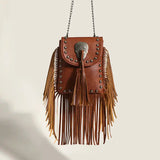 Bohemian Skull Rivet Chain Fringe Vintage Women's Handbags