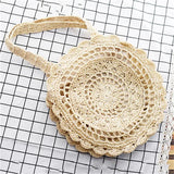 Boho Straw Circle Beach Handbag Rattan Shoulder Tote Bag