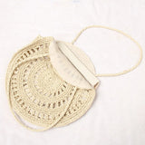 Boho Straw Woven Circle Tote Bag for Women