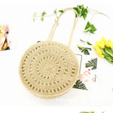 Boho Straw Woven Circle Tote Bag for Women